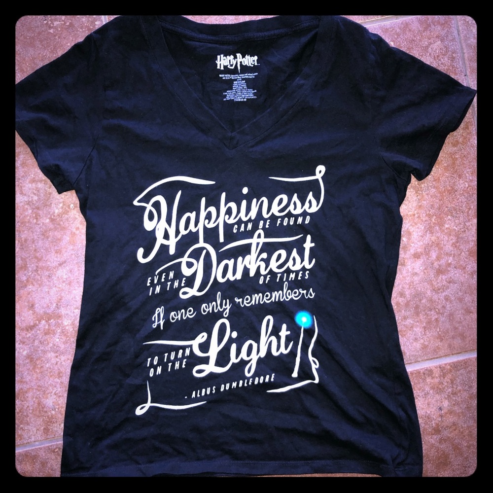 Harry Potter HAPPINESS QUOTE black v-neck shirt